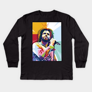 J Cole wpap pop art Kids Long Sleeve T-Shirt